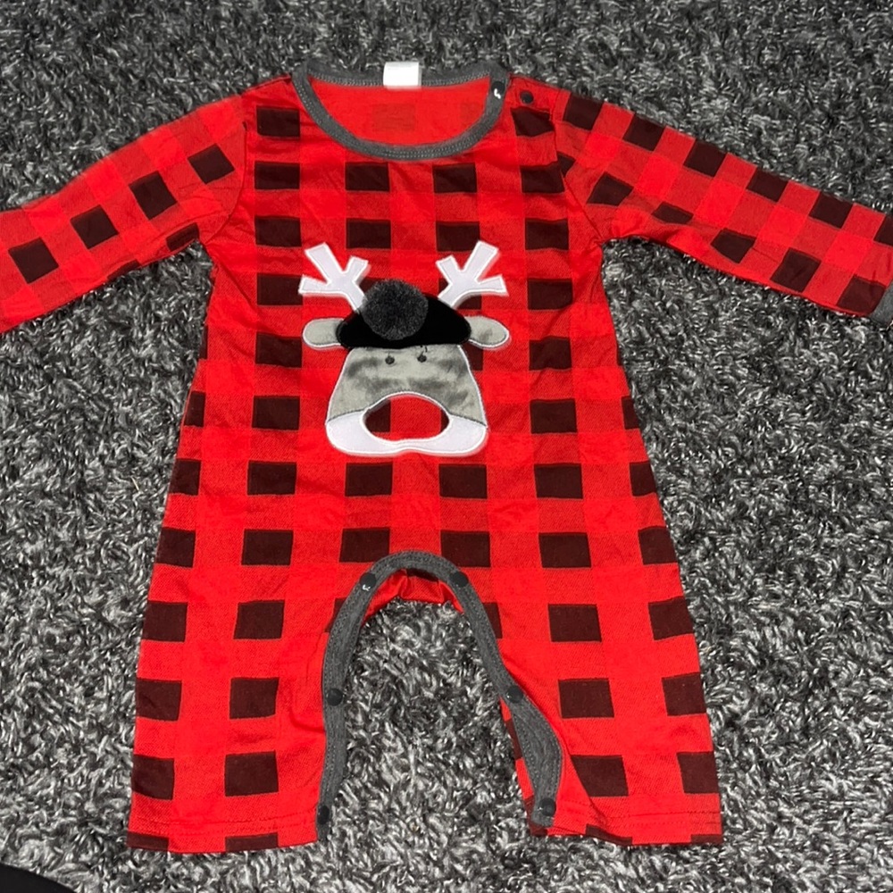 Red Plaid Reindeer Romper